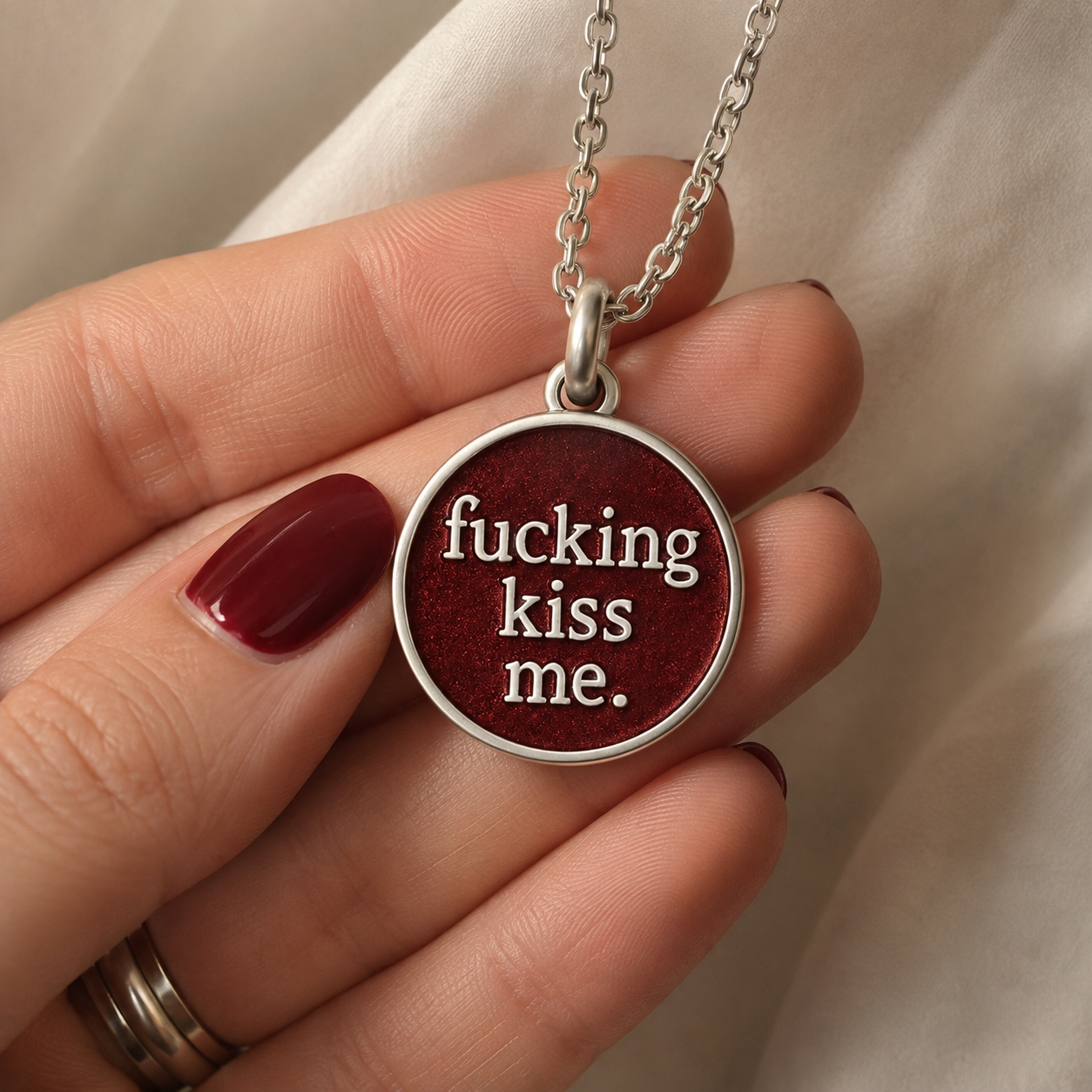 fucking kiss me. Enamel Necklace (Pre-Order)