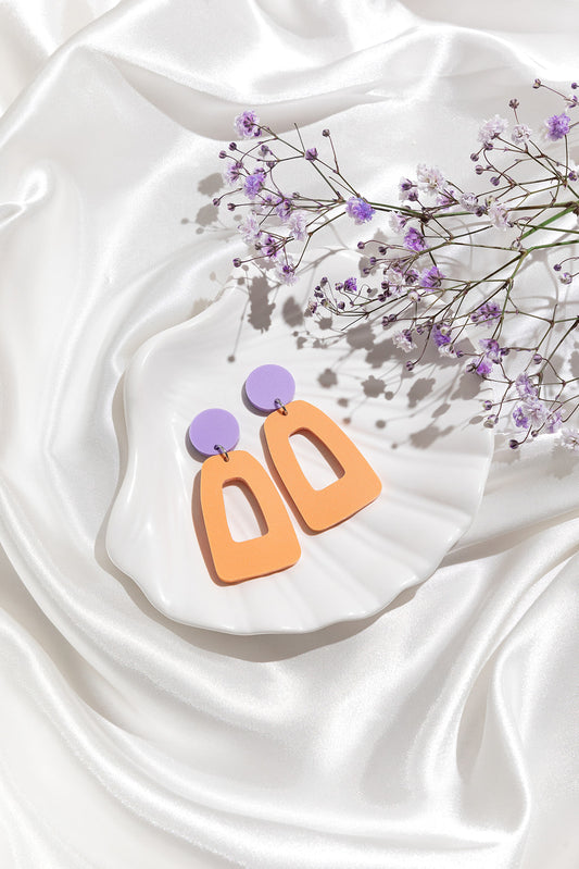 Pastel Geometric Dangles: Lavender/Orange