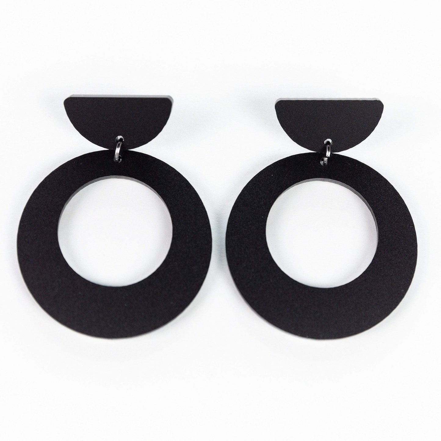Large Black Acrylic Dangles: Hoops