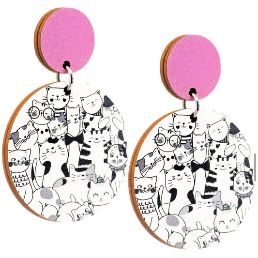 Cat Wood Dangles