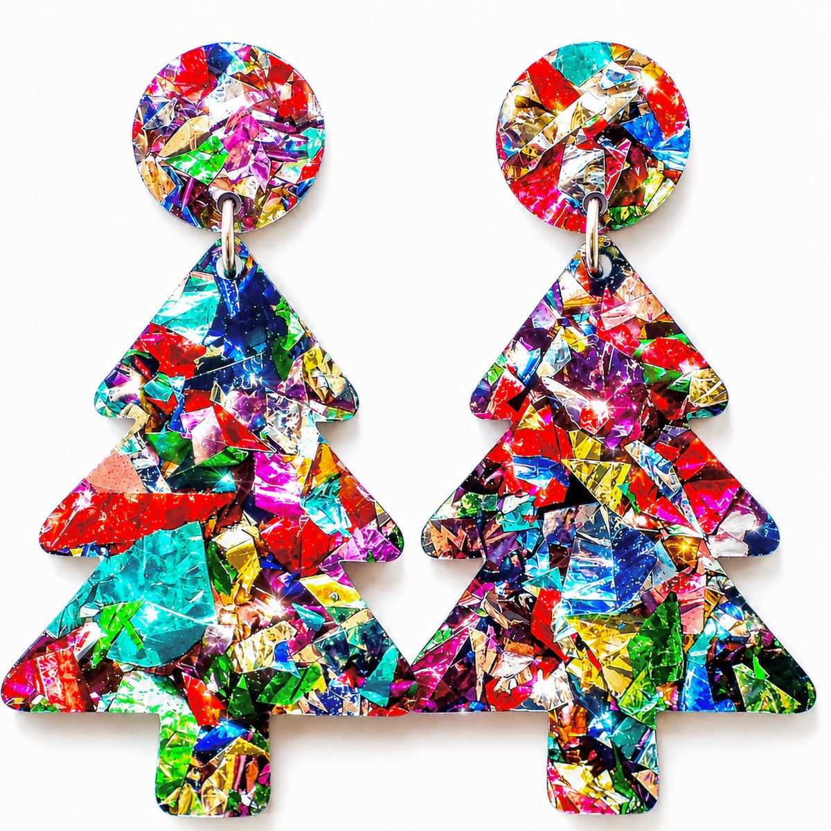 Acrylic Christmas Tree Dangles: Rainbow Foil