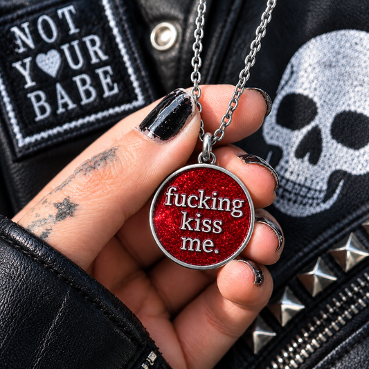fucking kiss me. Enamel Necklace (Pre-Order)