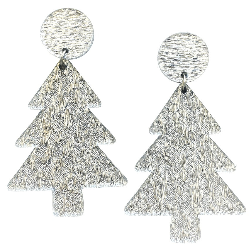 Acrylic Christmas Tree Dangles: Silver Sparkle Fabric