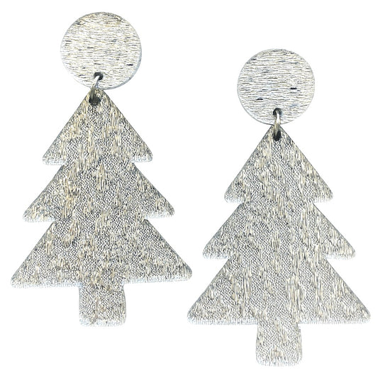 Acrylic Christmas Tree Dangles: Silver Sparkle Fabric