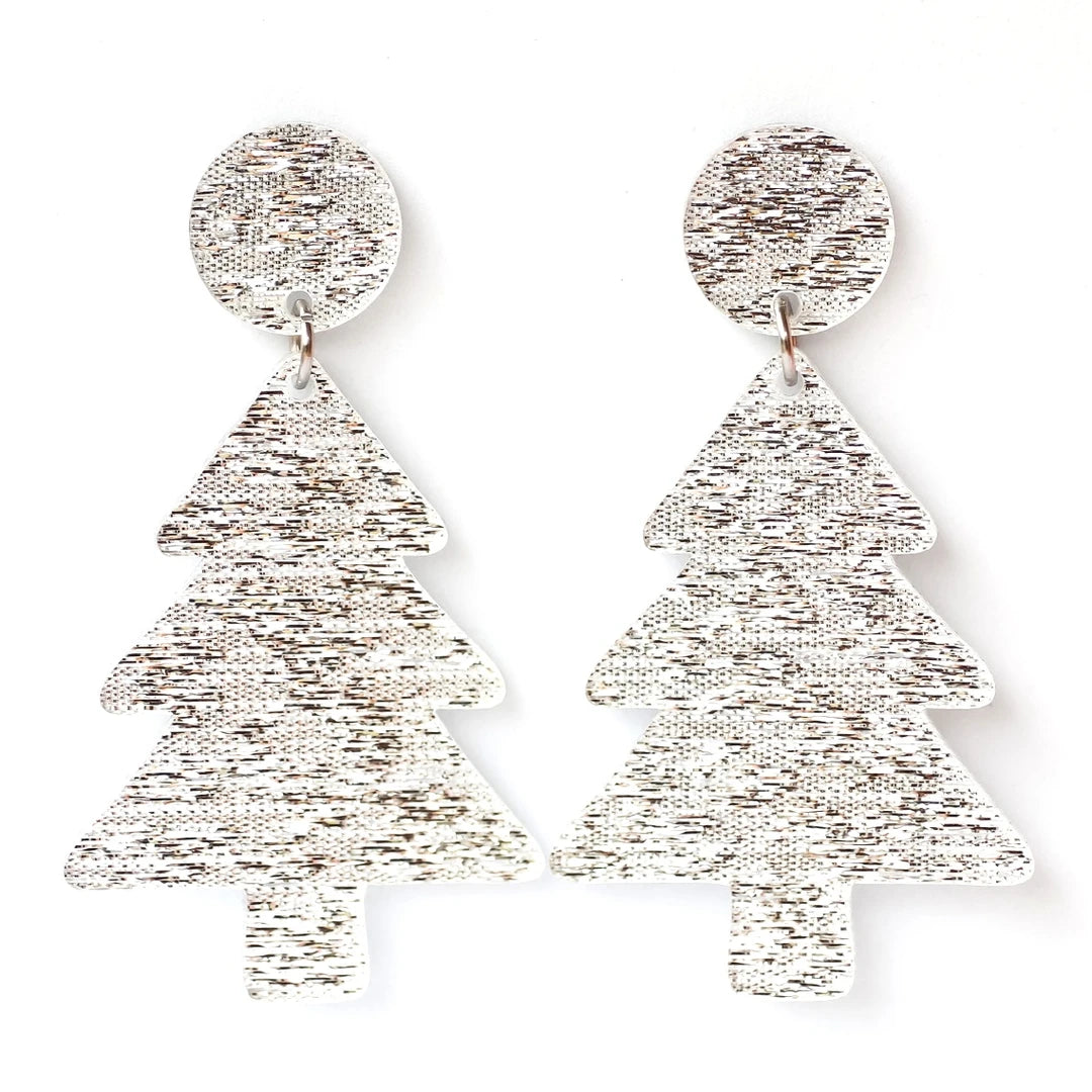 Acrylic Christmas Tree Dangles: Silver Fabric