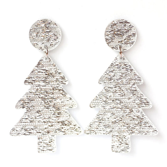Acrylic Christmas Tree Dangles: Silver Fabric