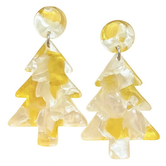 Acrylic Christmas Tree Dangles: Pearl Gold