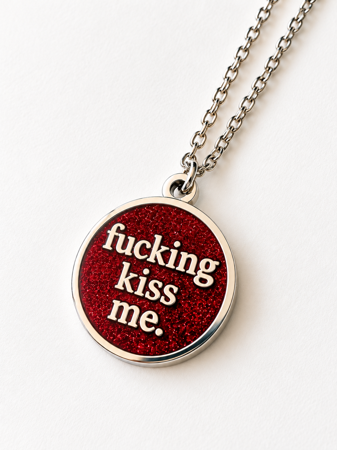 fucking kiss me. Teal / Gold - Enamel Necklace