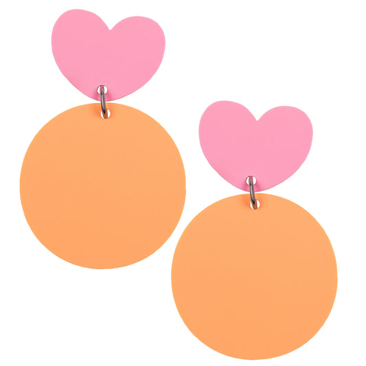 Pastel Geometric Dangles: Pink/Orange Hearts